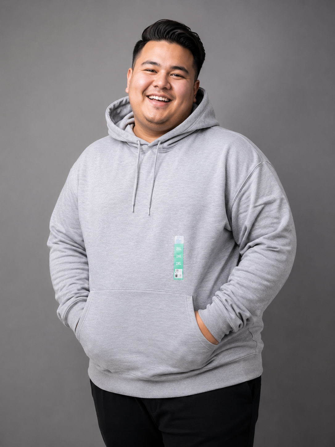  PRIMARK Men's Light Grey Pullover Hoodie in UK 2XL. Casual fleece-style hoodie with drawstring hood, kangaroo pocket and ribbed cuffs.