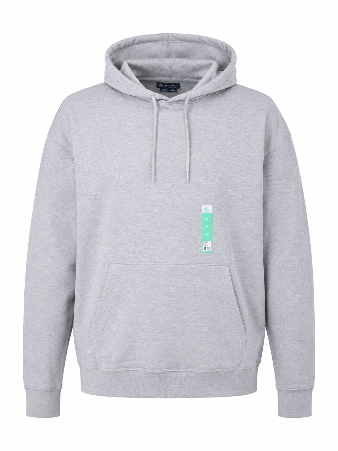  PRIMARK Men's Light Grey Pullover Hoodie in UK 2XL. Casual fleece-style hoodie with drawstring hood, kangaroo pocket and ribbed cuffs.