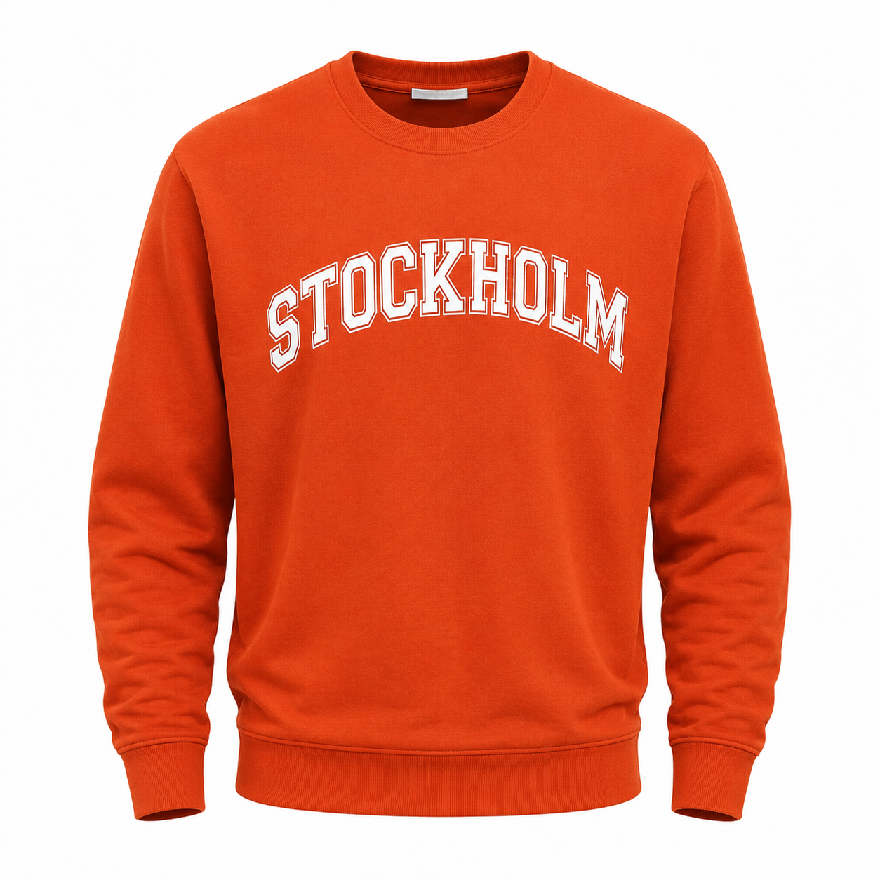  Primark Orange Stockholm Sweatshirt in UK Size 22. Featuring bold varsity lettering, crew neck and long sleeves, perfect for casual everyday styling.