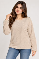 PRIMARK Women Beige Soft Fleece Pullover Sweater
