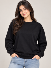  PRIMARK women’s black crew neck sweatshirt in UK Size M. A comfortable long-sleeve casual pullover with a versatile minimalist design.
