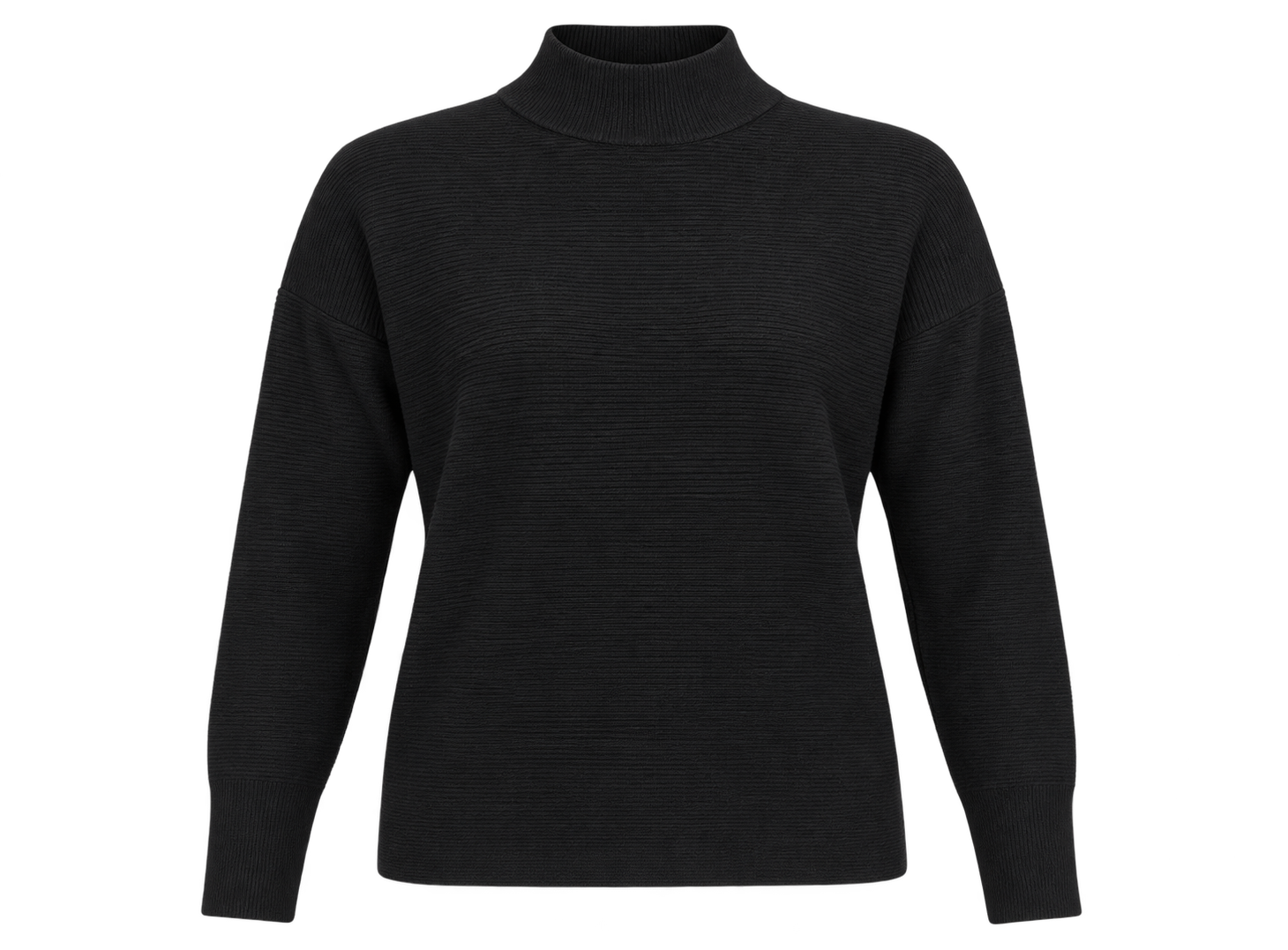 PRIMARK women’s black ribbed high neck jumper in UK Size M. A stylish long-sleeve relaxed knit, perfect for casual and winter wear.