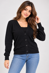 PRIMARK Women Black V-Neck Button Cardigan