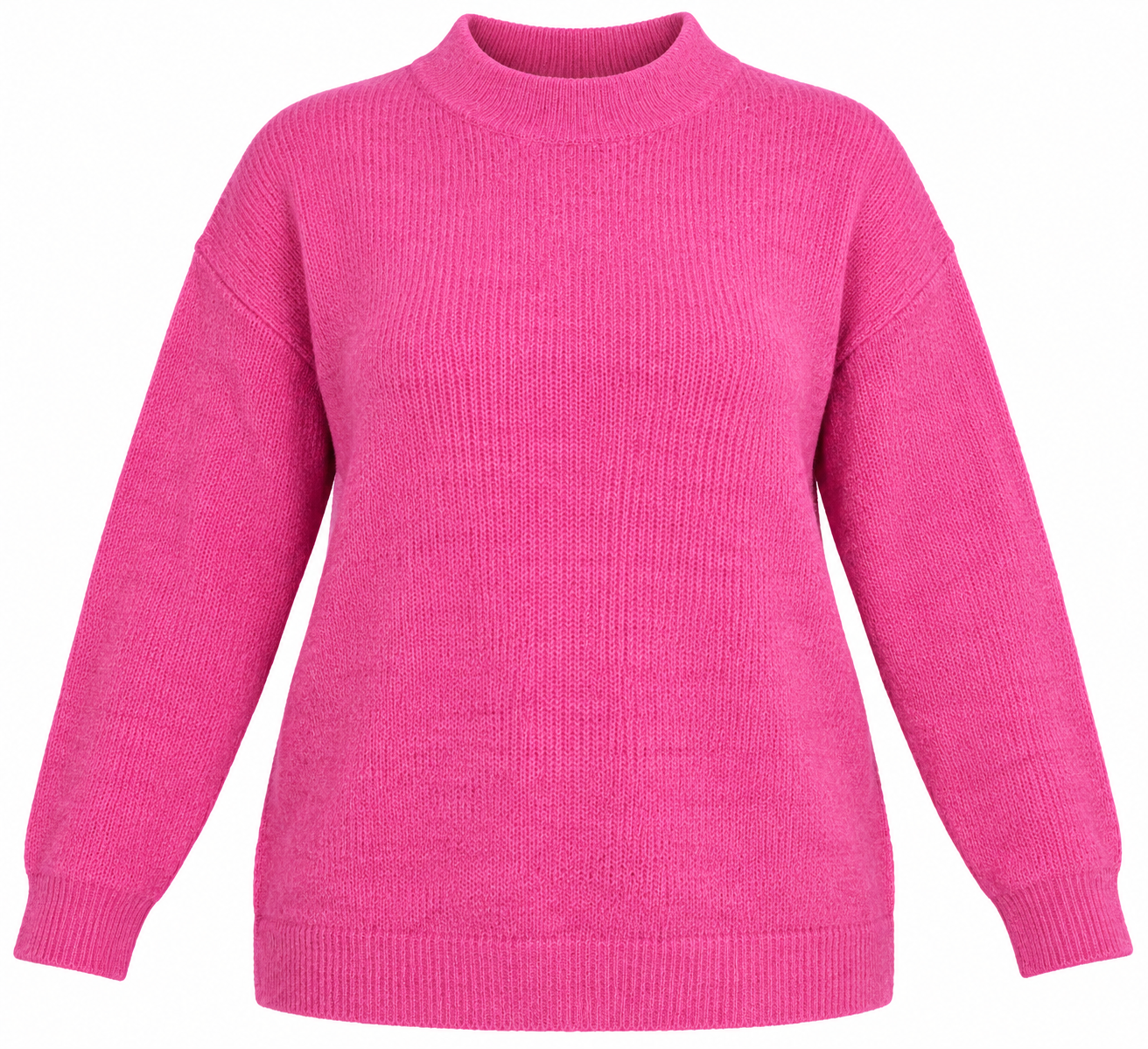 Primark Women's Bright Pink Soft Knit Jumper in UK Size 3XL. Stylish relaxed-fit pullover with long sleeves, ribbed trims and a cosy feel.