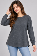 PRIMARK Women Charcoal Grey Speckled Long Sleeve Sweatshirt