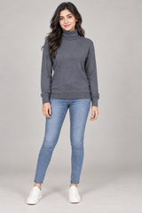Primark Women Charcoal Grey Turtleneck Knit Jumper