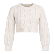   Primark women’s cream pearl cable knit cropped jumper in UK size 12–14. Cosy, stylish and perfect for casual winter looks.
