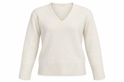  this PRIMARK cream V-neck knit jumper in UK size L. A soft, stylish women’s sweater with ribbed details—perfect for everyday layering.