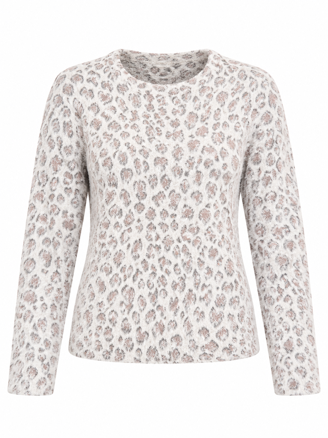  PRIMARK women’s fluffy leopard print jumper in ivory, UK XL. A crew neck and long sleeves make it easy to style with jeans or tailored trousers.