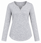  Primark women’s grey marl long sleeve Henley top in UK Size 16. A comfortable, versatile everyday top in 4-star very good condition.