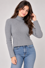 Primark Women Grey Ribbed Roll Neck Jumper
