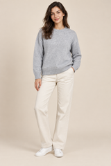 Primark Women Light Grey Crew Neck Knit Jumper