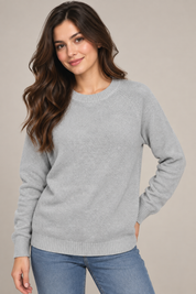 PRIMARK women’s light grey knit crew neck jumper in UK Size M. Soft textured long-sleeve sweater perfect for casual, work and everyday wear.