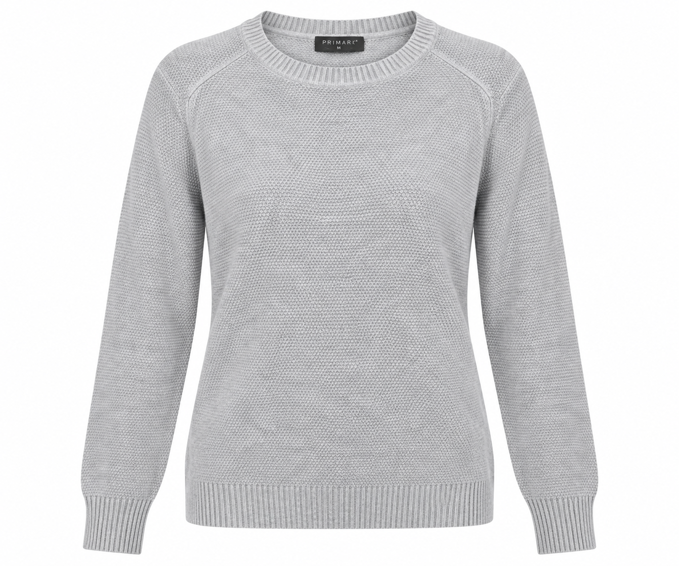 PRIMARK women’s light grey knit crew neck jumper in UK Size M. Soft textured long-sleeve sweater perfect for casual, work and everyday wear.