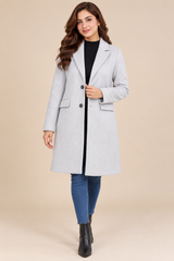 Primark Women Light Grey Tailored Long Coat