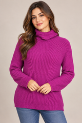 Primark Women Magenta Chunky Knit Turtleneck Jumper
