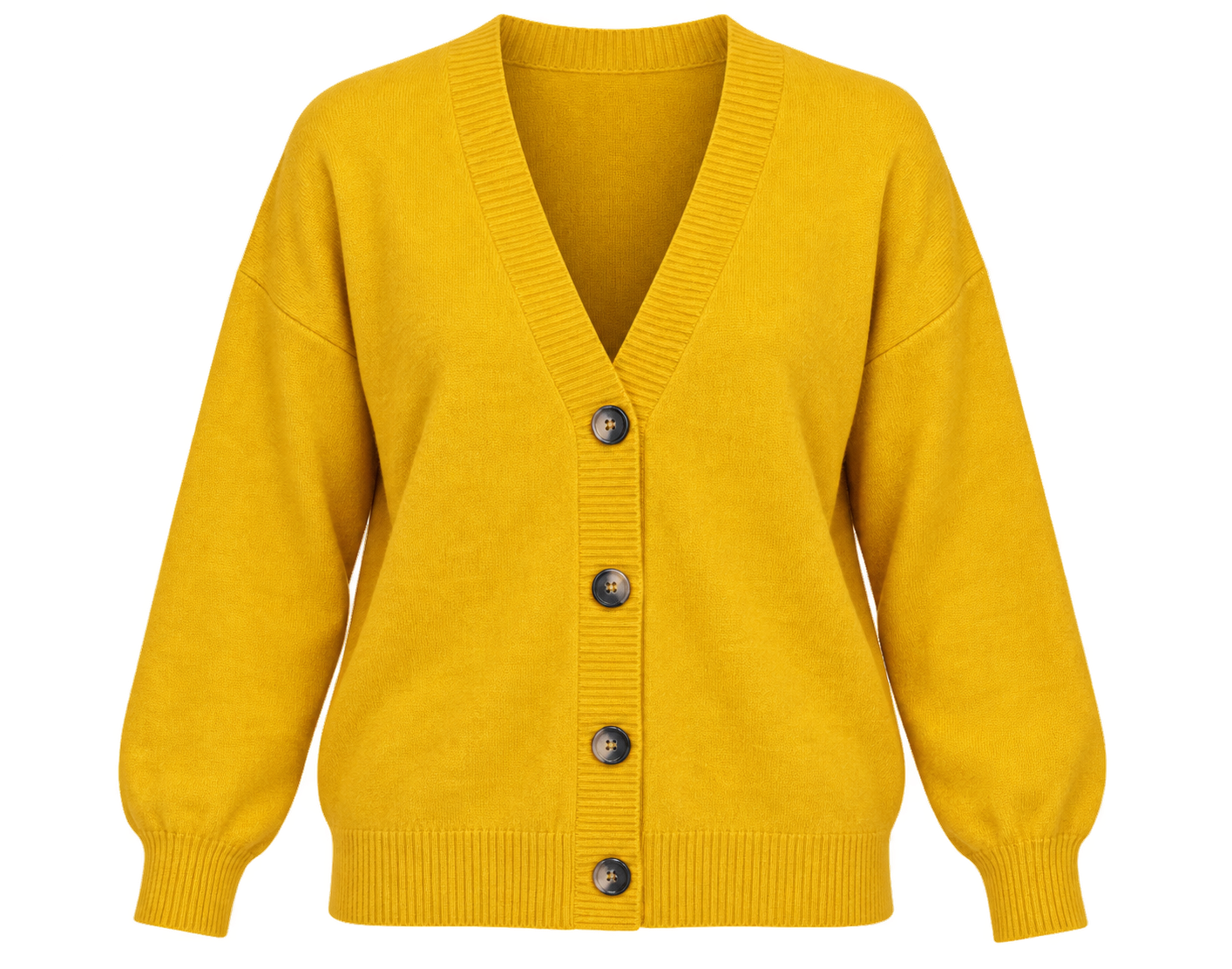 PRIMARK women’s mustard yellow V-neck button-up knitted cardigan in UK Size XL. A comfortable, versatile layering piece for casual and everyday wear.

