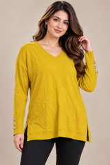 Primark Women Mustard Yellow V-Neck Knit Jumper
