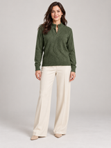 Primark Women Olive Green Split Neck Knitted Jumper