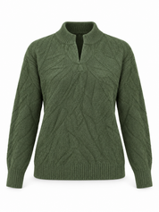  Primark women’s olive green knitted jumper in UK M. Split neckline, long sleeves and ribbed trims. Chest 21 inches flat, length 23 inches.