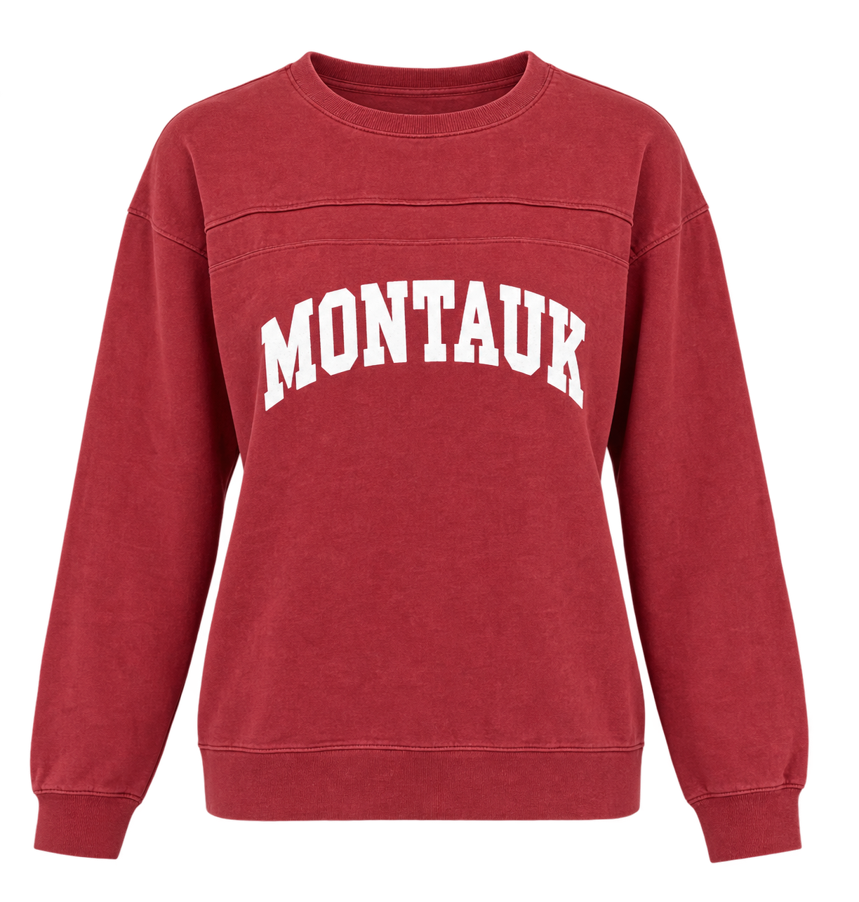  PRIMARK women’s red MONTAUK graphic sweatshirt in UK Size L. Casual long-sleeve style, comfortable fit and versatile everyday design.

