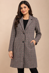 PRIMARK Women’s Houndstooth Check Longline Tailored Coat