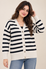 PRIMARK Women Striped Button Cardigan