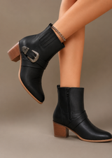 PRIMARK Women's Black Buckle Block Heel Ankle Boots