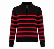  Primark women’s black and red striped half-zip knit sweater, UK size S. Stylish, comfortable and perfect for casual everyday wear.