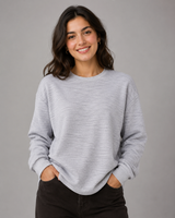 PRIMARK Women's Light Grey Textured Crew Neck Sweatshirt