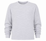  PRIMARK Women's Light Grey Crew Neck Sweatshirt featuring a soft textured fabric, relaxed fit, and long sleeves. Perfect for everyday casual wear.