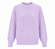  Primark women's lilac ribbed knit sweater with a classic crew neck and comfortable fit. A versatile pastel purple jumper perfect for casual everyday styling.