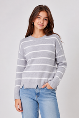 Principles Girls Light Grey Striped Knitted Jumper