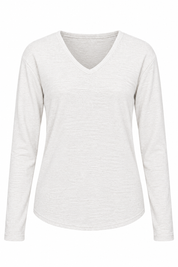  Principles women’s cream ribbed V-neck long sleeve top, UK Size M. A versatile and stylish everyday essential for casual and smart-casual outfits.