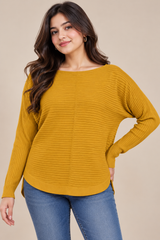 Principles Women Mustard Ribbed Knit Jumper
