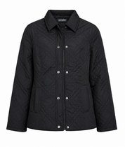 PROFILE Women’s Black Quilted Jacket in UK Size 20. Featuring diamond stitching, padded design, zip and snap fastening, collar and practical pockets.