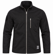 PULL&BEAR men’s black utility zip jacket in UK Size L. Stylish stand collar, zipped chest pocket and practical utility detailing for everyday wear.