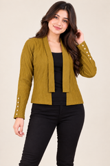 PUR UNA Women Cookie Brown Textured Open Front Cardigan