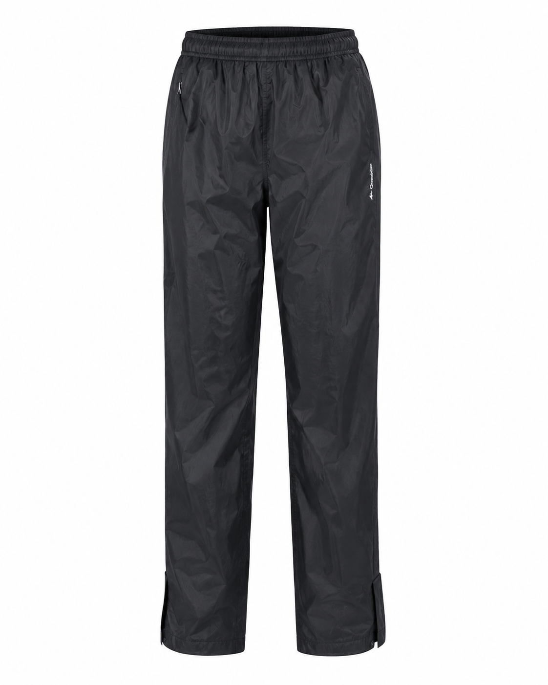  Quechua women’s black track pants in UK Size M. Lightweight outdoor trousers with elastic waist and practical pockets, ideal for sports and casual wear.