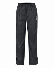  Quechua women’s black track pants in UK Size M. Lightweight outdoor trousers with elastic waist and practical pockets, ideal for sports and casual wear.