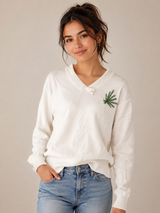 Re Served Labels Women Ivory White V-Neck Knit Sweater