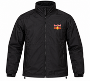 RED BULL Men’s Black Full Zip Jacket in UK Size L. Features a high collar, zipped pockets and iconic chest logo. Stylish everyday outerwear.