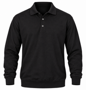 REED Men’s Black Long Sleeve Polo Sweatshirt in UK Size L. Classic polo collar, button detail and versatile smart-casual styling for everyday wear.