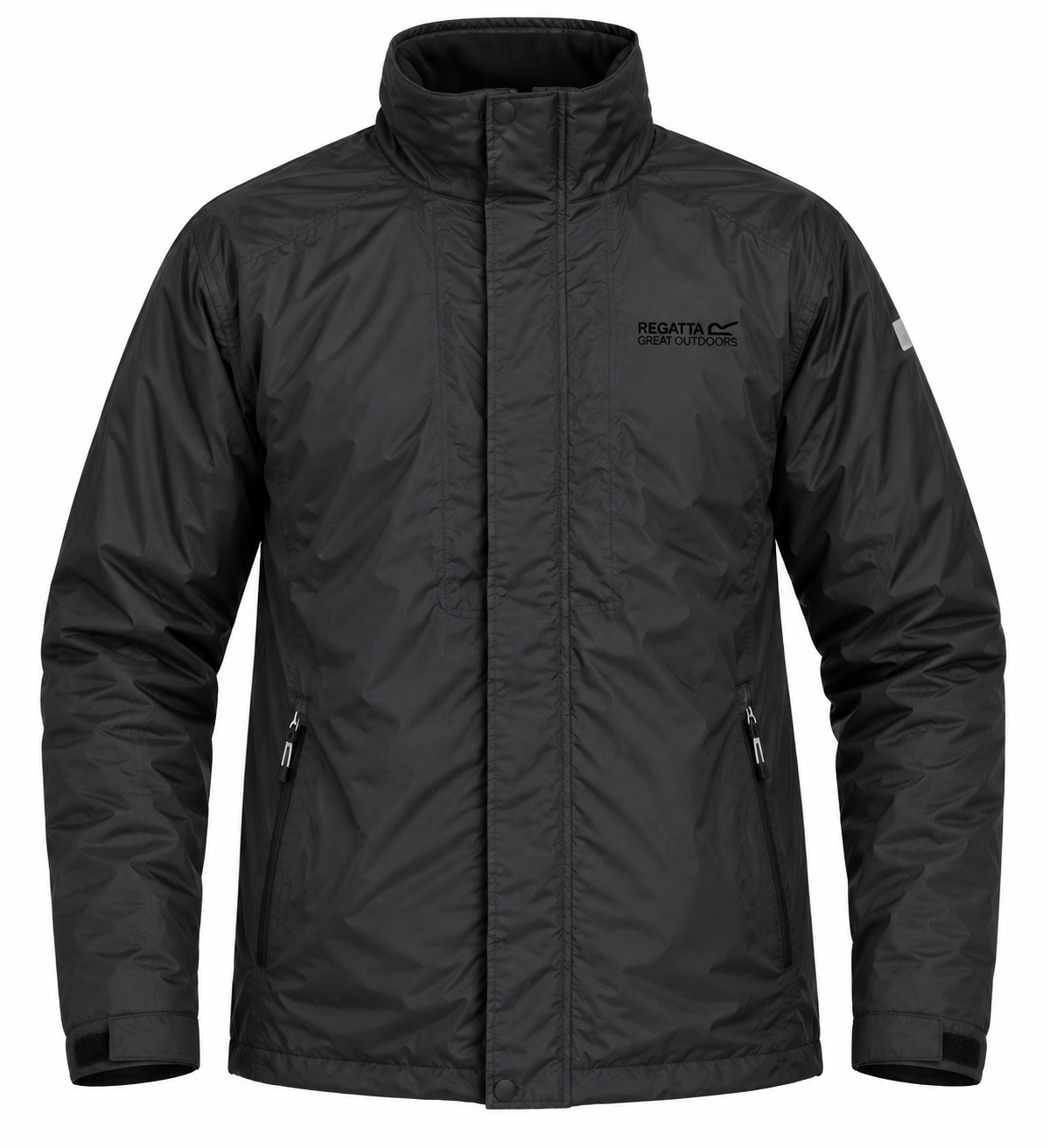 REGATTA Men’s Black Outdoor Jacket in UK Size L. Lightweight design with high collar, zipped pockets and classic outdoor styling for everyday wear.
