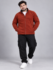 REGATTA Men's Dark Rust Orange Full Zip Fleece Jacket in UK 3XL. Warm, comfortable fleece with zipped pockets, perfect for casual winter and outdoor wear.