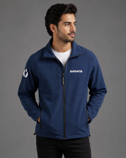  REGATTA Men's Navy Softshell Jacket featuring a full-zip design, wind-resistant fabric, secure zip pockets, and lightweight comfort for outdoor and everyday wear.