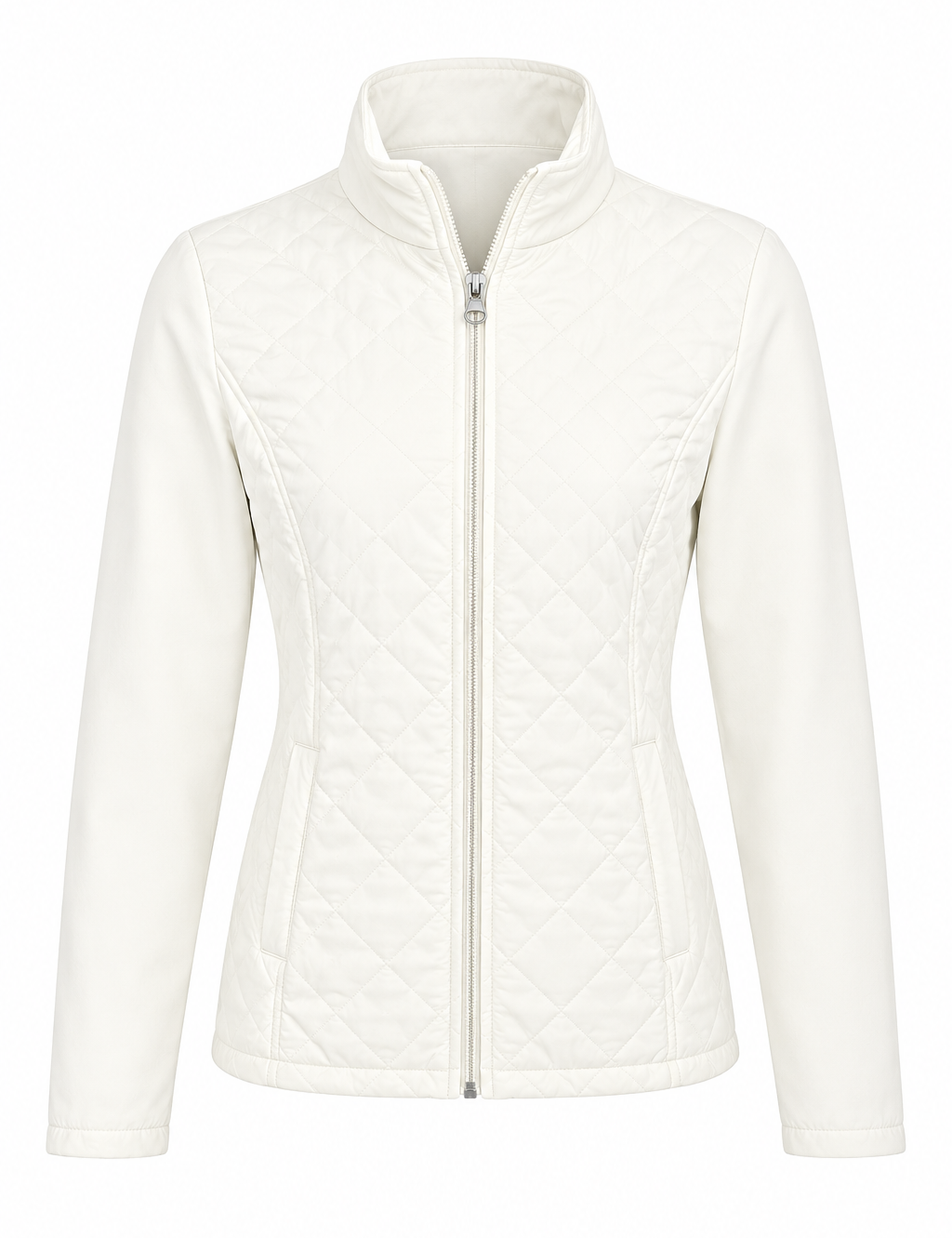  Regatta Women’s Cream Quilted Jacket in UK Size M. Stylish full-zip design with high collar, quilted front and practical pockets, ideal for casual outdoor wear.
