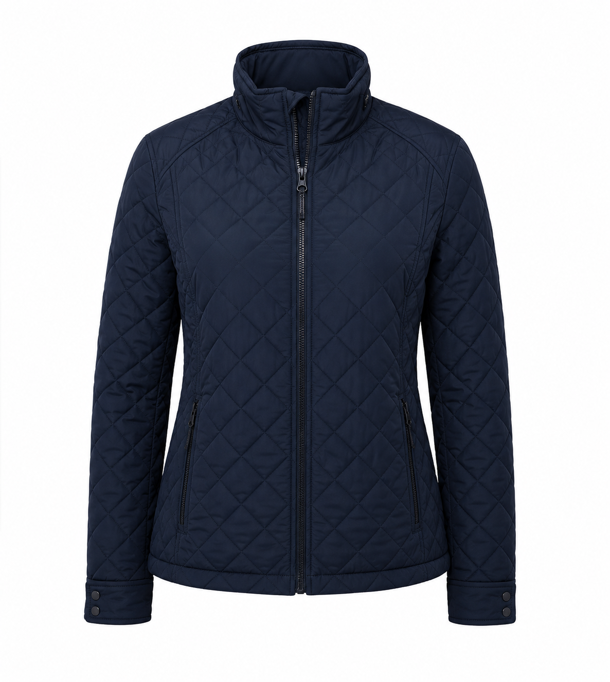 Regatta women's navy blue quilted jacket, UK size 14. Full zip, quilted design, high collar and zipped pockets. Stylish everyday outerwear.