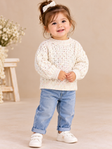 ReServed Labels Baby Girls Cream Textured Knit Jumper
