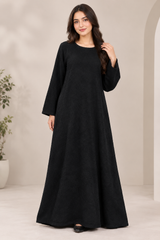 RESERVED LABELS Black Textured Long Sleeve Maxi Dress